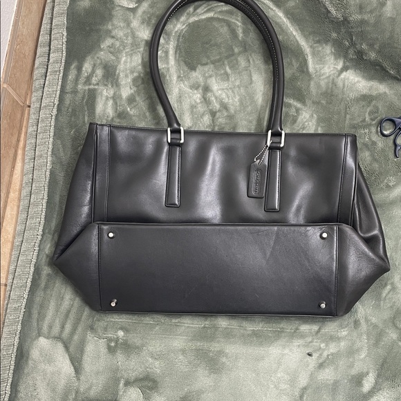 Coach Black Leather Handbag with Silver Accents